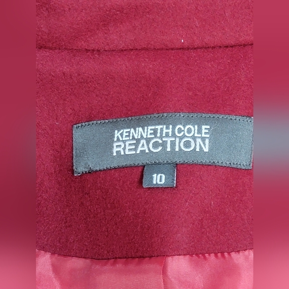Kenneth Cole Reaction Womens Size 10 Burgandy Wool Blend Pea Coat Size 10 - Picture 11 of 11